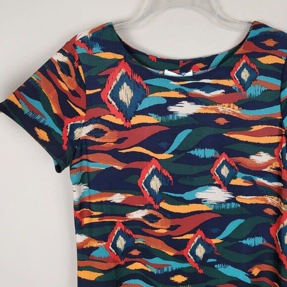 Nine West Size M NEW Stretch Multicolor Knee Lenght Shift Dress Short Sleeve - Picture 7 of 11